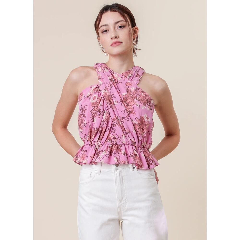 Line & Dot Pink Floral Blouse